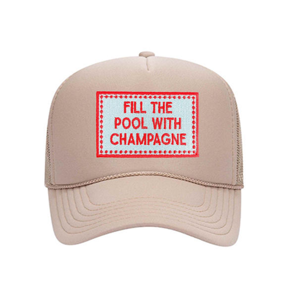 Fill the Pool with Champagne Patch Tan Trucker Hat