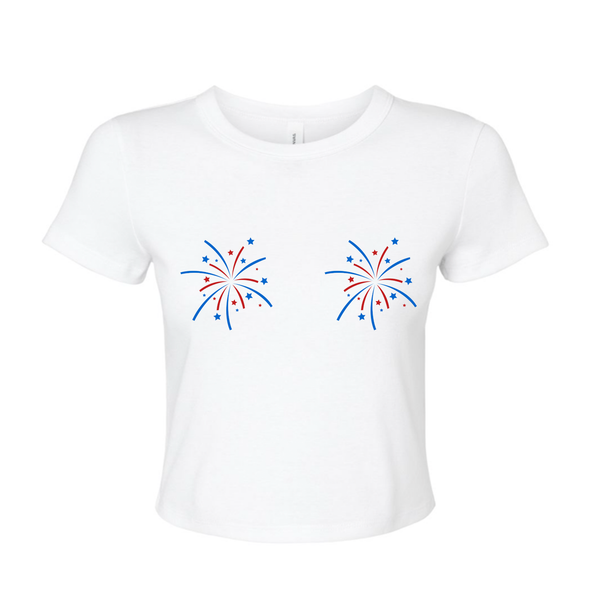 Women's 4th of July Fireworks Baby Tee