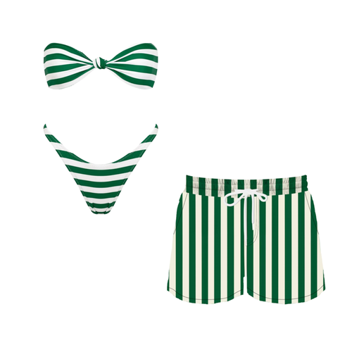 His and Hers Striped Matching Swimsuits