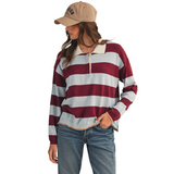 Striped Rugby Polo Long Sleeve Shirt