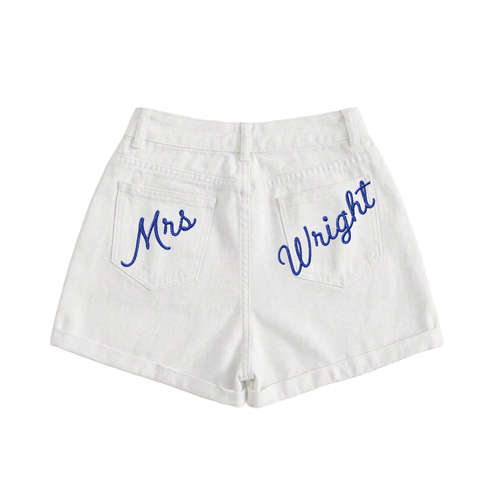 Personalized Mrs White Denim Shorts