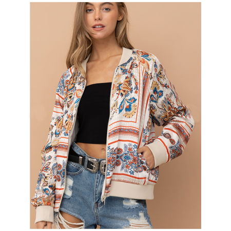 Bow Ribbon Print Woven Button Up Shirt