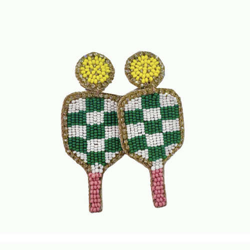 Pickleball Dangle Bead Earrings