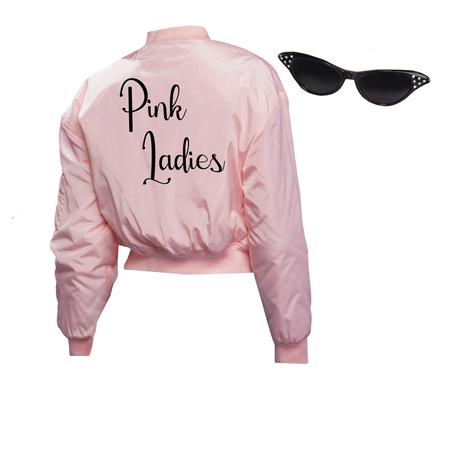 Custom Text Womens Pink Varsity Bomber Jacket