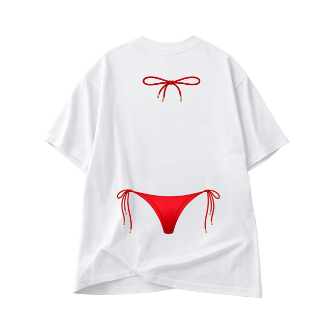 Personalized Oversized Red Bikini T-Shirt