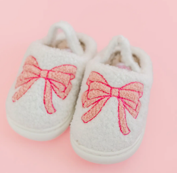 Mom and Me Sherpa Bow Slippers