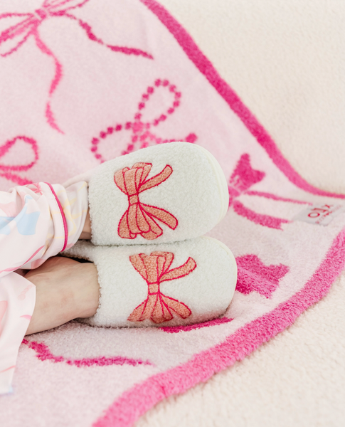 Mom and Me Sherpa Bow Slippers
