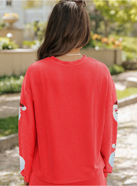 Sequin Santa Red Shorts Lounge Set