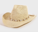 Straw Weave Cowrie Shell Rope Strap Cowboy Hat