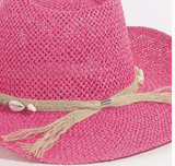 Straw Weave Cowrie Shell Rope Strap Cowboy Hat