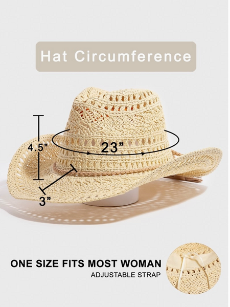 Intricate Woven Western Fedora Straw Hat