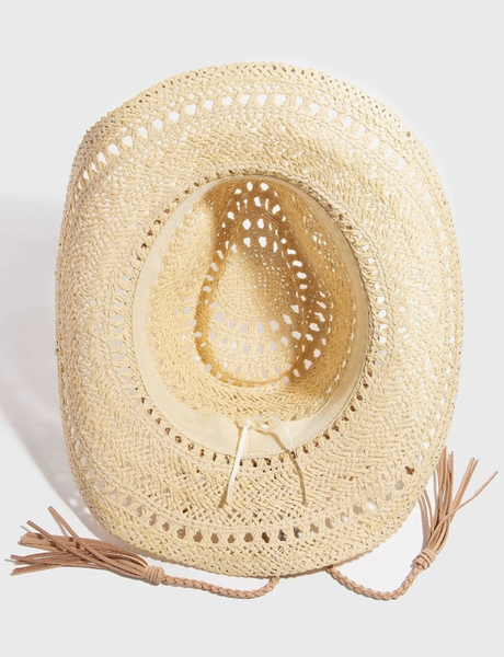 Intricate Woven Western Fedora Straw Hat