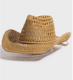 Intricate Woven Western Fedora Straw Hat