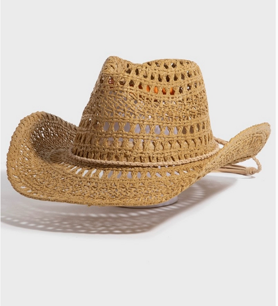 Intricate Woven Western Fedora Straw Hat