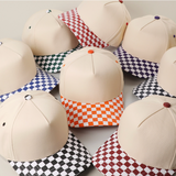 Checkered Print Two Tone Structured Hat