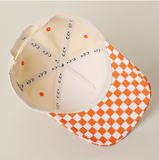Checkered Print Two Tone Structured Hat