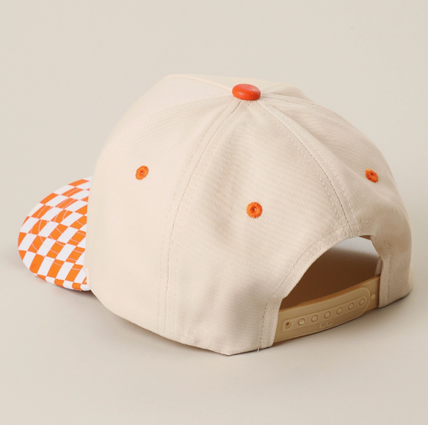 Checkered Print Two Tone Structured Hat