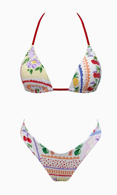 Festive Wreath Print Bow Satin Pajama Set