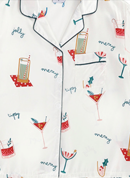 Christmas Cocktail Satin Pajamas