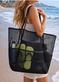 Personalized Embroidered Mesh Beach Tote Bag
