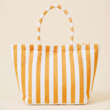 Large Cabana Striped Shoulder Tote Embroidered