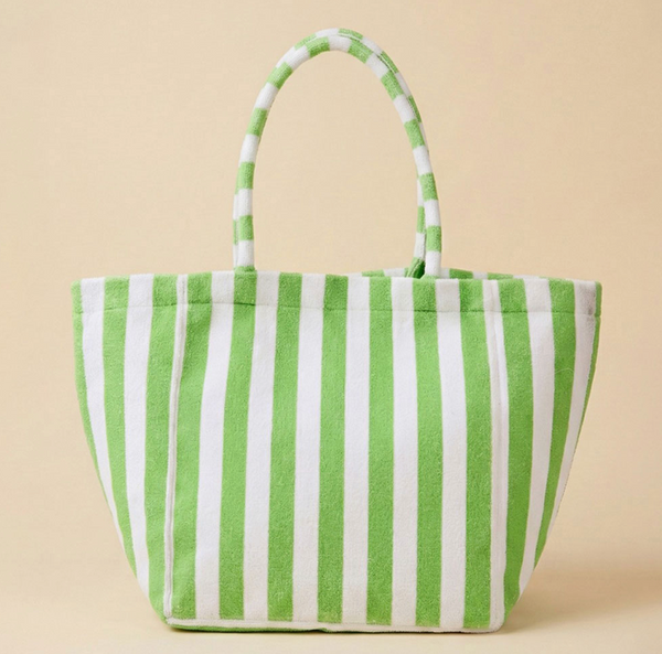 Large Cabana Striped Shoulder Tote Embroidered