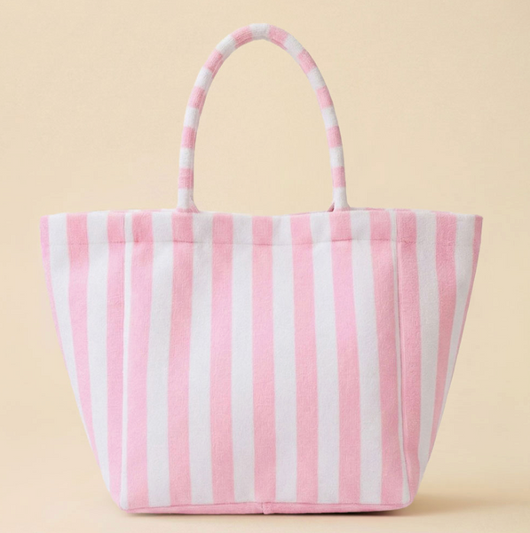Large Cabana Striped Shoulder Tote Embroidered