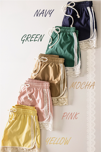 Personalized Windbreaker Lace Trim Shorts