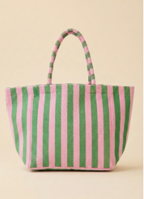 Large Cabana Striped Shoulder Tote Embroidered