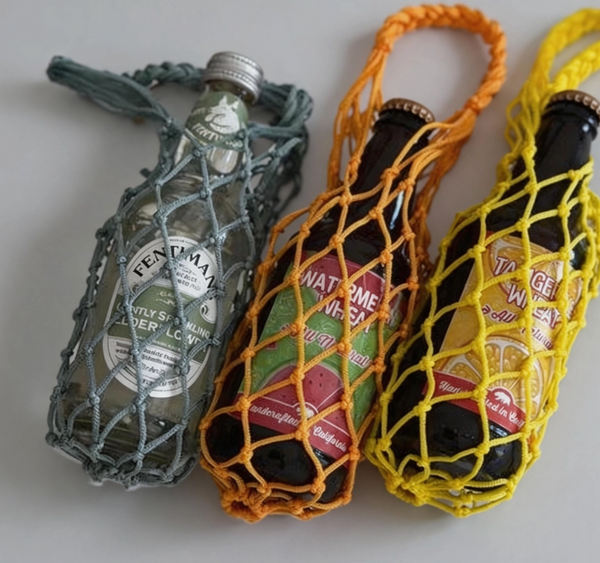Portable Nylon Candy-Color Net Cup Holder Bag