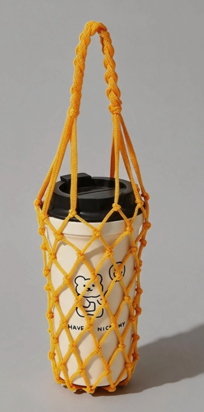 Portable Nylon Candy-Color Net Cup Holder Bag