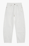 Personalized White Barrel Denim Pants