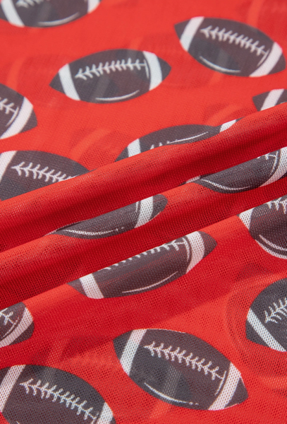Football Game Day Sheer Mesh Long Sleeve Top