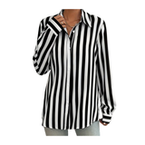 Beetlejuice Black and White Striped Button Up