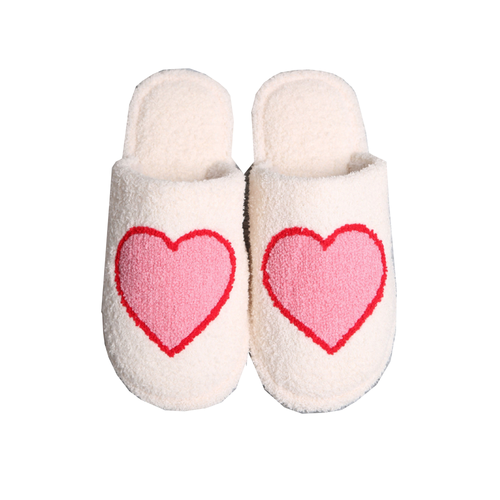 Heart Fuzzy Slippers