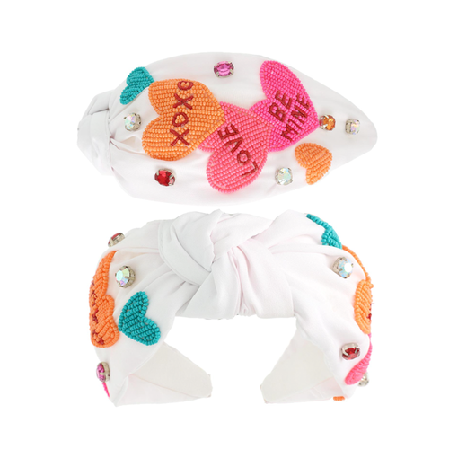 White Valentines Day Heart Headband