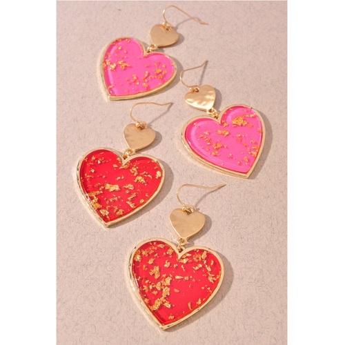 Heart Dangle Gold Earrings