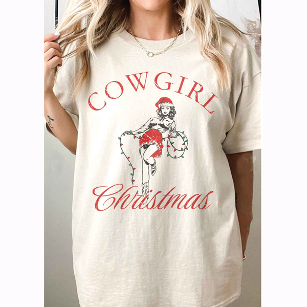Cowgirl Christmas Oversized Graphic Tee