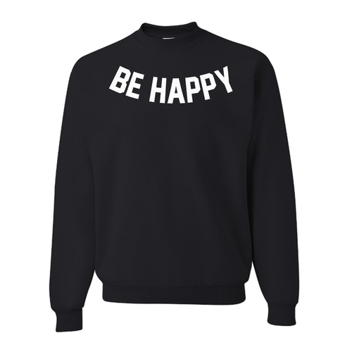 Be Happy Black Pullover Sweatshirt