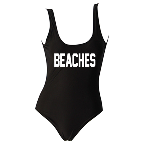 Beaches Black One Piece Monokini Swimsuit