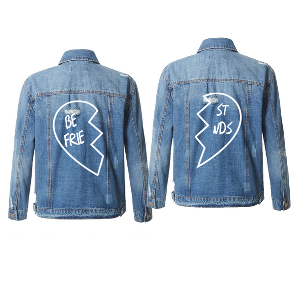 Best Friends Mid-Wash Distressed Denim Jacket