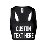 Custom Text Black Sports Bra