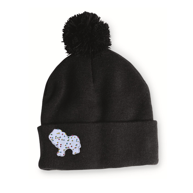 Frosted Circus Animal Cookie Pin on Pom Pom Beanie