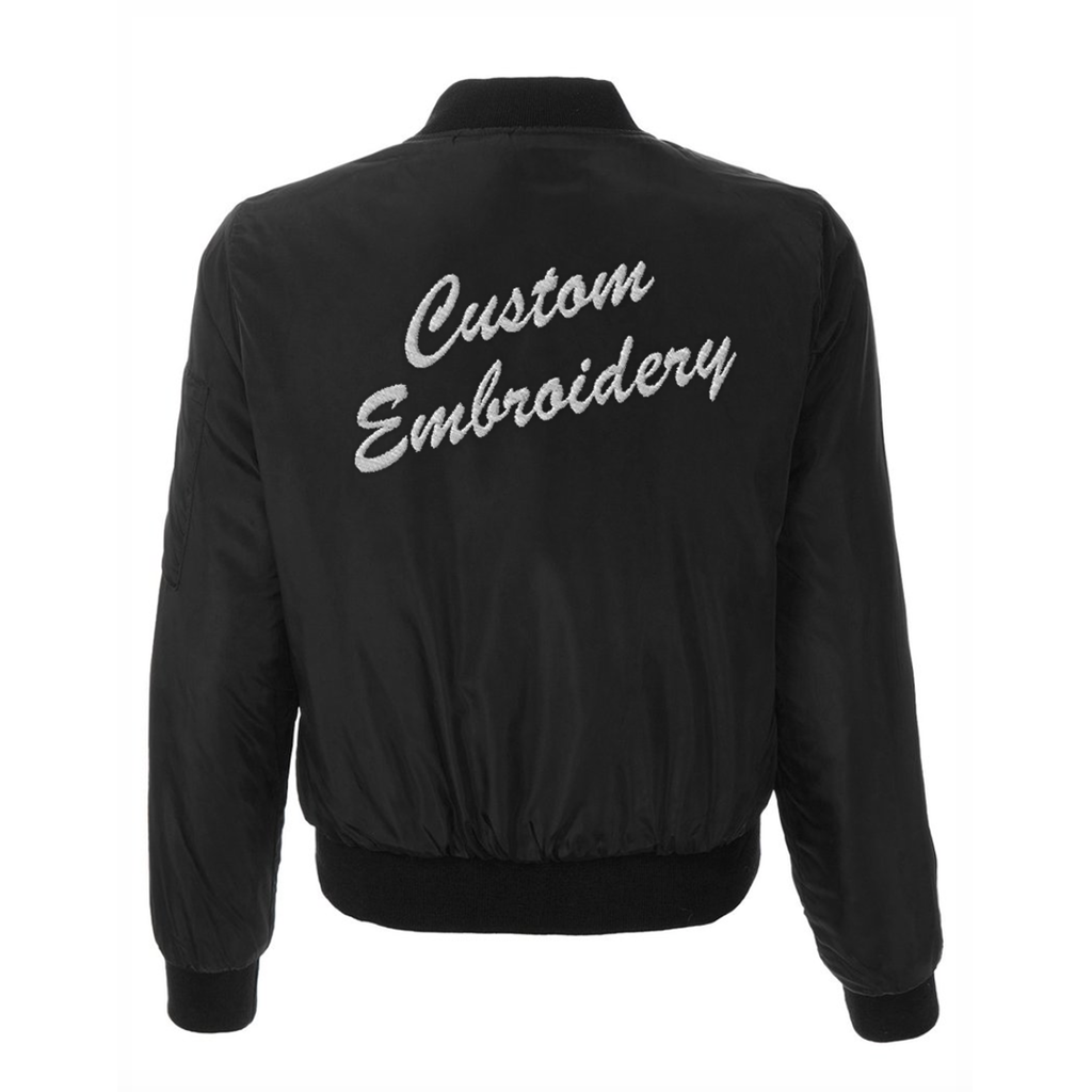 Tall Black Faux Leather Embroidered Varsity Bomber Jacket