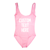 Custom Text Light Pink One Piece Swimsuit