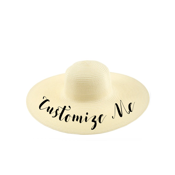 Custom Text Cream Natural Beach Straw Hat