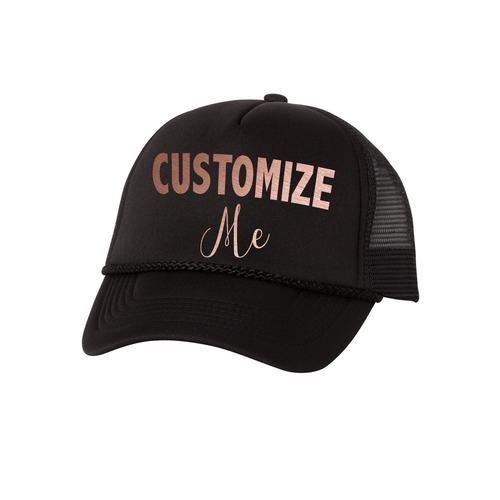 Custom Text Rose Gold Adjustable Trucker Hat