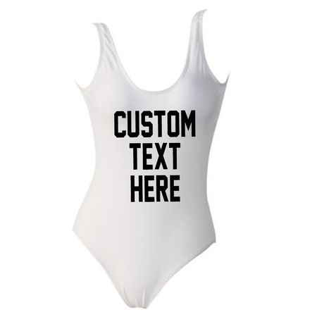 Custom Text Palm Leaf High Waisted Bikini Swimsuit