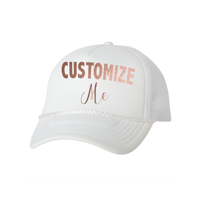 Custom Text Rose Gold Adjustable Trucker Hat