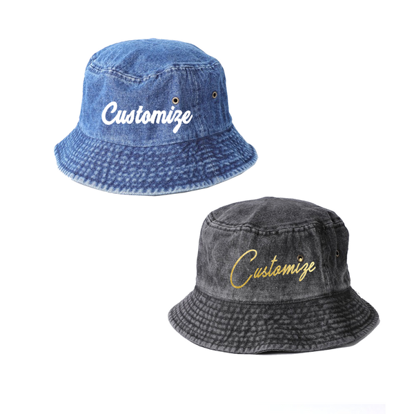 Custom Denim Blue or Black Bucket Hat